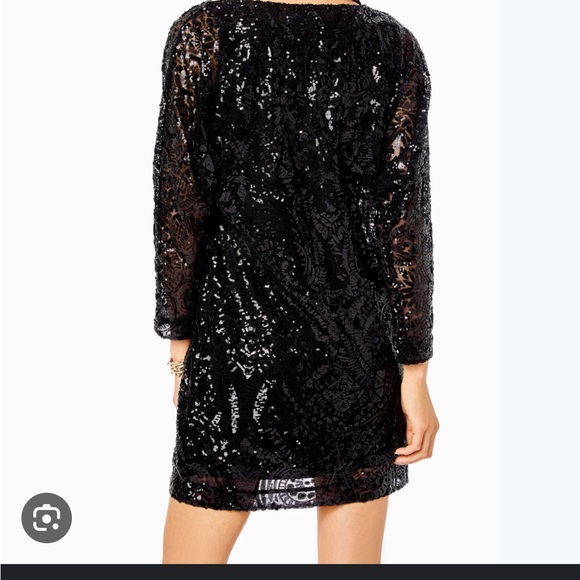Lilly Pulitzer Leclair Sequin Dress in Onyx Sequin Sea Swirl Mesh - Picture 5 of 8